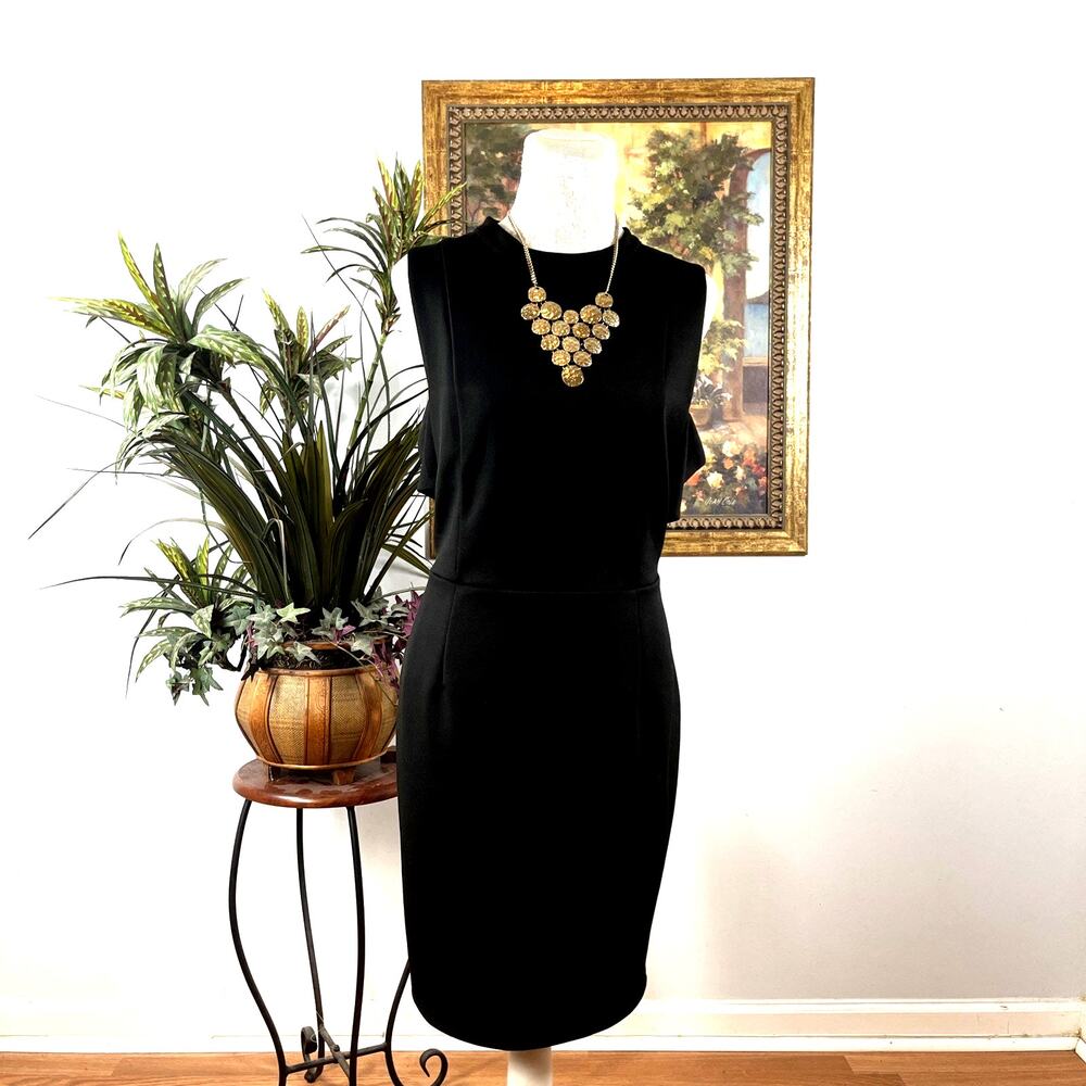 Forever 21 Women' Plus Size 1X Black Cold Shoulder Sheath Dress Mock Neck Career